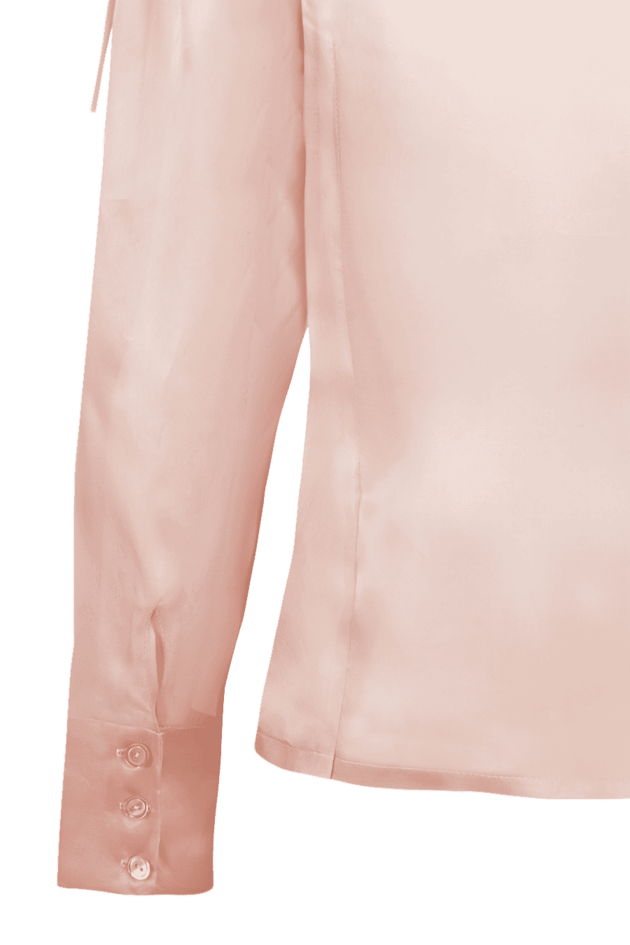 Puño camisero con triple botonadura en la misma seda que la prenda, aportando un acabado pulido y estructurado que realza la silueta refinada de la blusa