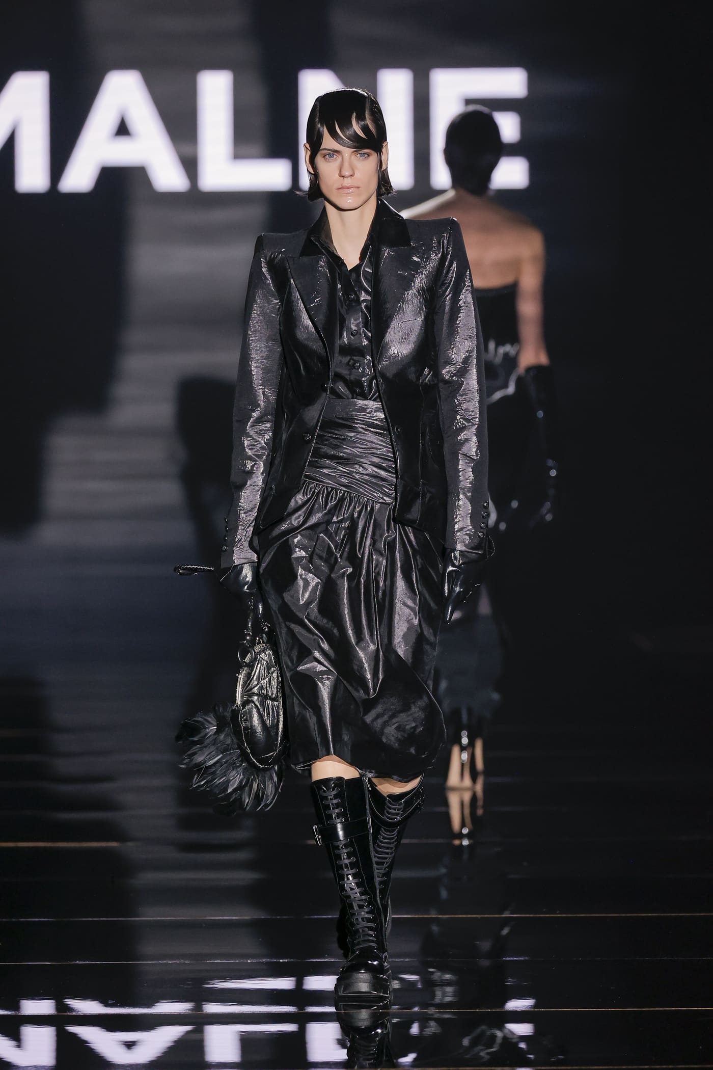 satin black catwalk model