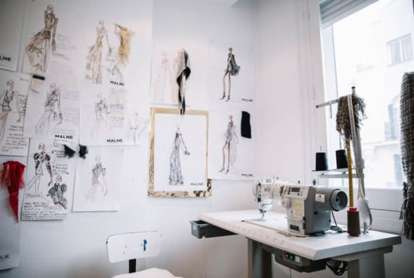 Photo of Malne's atelier where dresses are made.